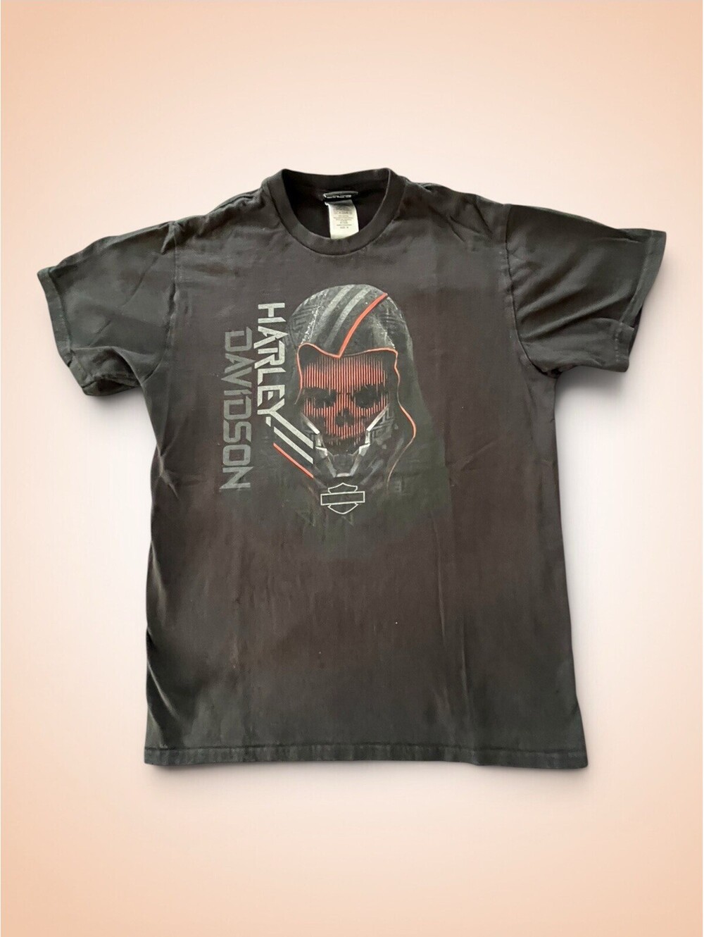 Harley Davidson Scull Dbl Sided T Shirt Mens Medium Biker Motorcycle Black/Red